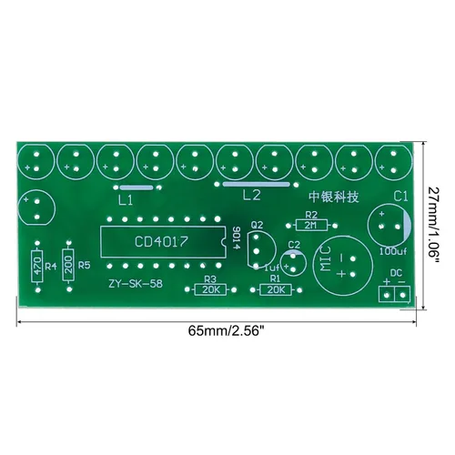 Vista 2 de PATIKIL Tablero de práctica de soldadura, 1 juego de electrónica prototipo placa PCB circuito de soldadura DIY control de voz LED luz
