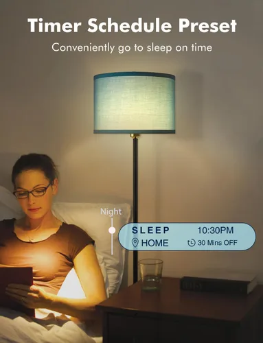 Vista 6 de YHW Lámparas de pie para sala de estar compatibles con Alexa Google, lámpara de pie lámparas altas para sala de estar, dormitorio, oficina, aula