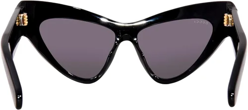 Vista 4 de Gucci GG1294S NegroGris 5714130 Mujer Gafas de Sol, Logotipo negro y dorado
