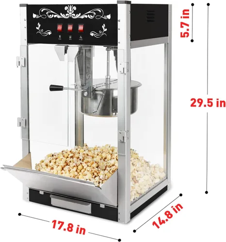 Vista 2 de GDFStudio 16 Oz Tabletop Popcorn Machine Countertop Popcorn Maker w/Stainless Steel Kettle, 3 Switch Control, 3 Popcorn Cups, Commercial Popcorn