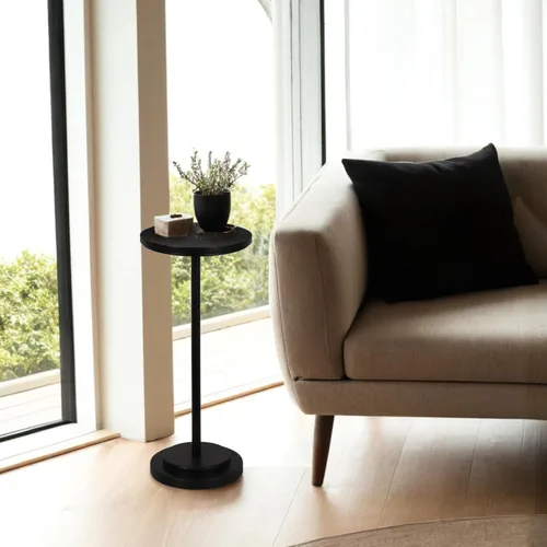 Vista 9 de COVLON Mesa de bebidas, mesa de Martini tallada, mesa auxiliar pequeña, mesa de pedestal con base pesada para sala de estar, dormitorio, espacio