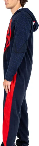 Vista 2 de Spider-Man Miles Morales - Traje de unión con capucha para hombre con dobladillo de pierna, Negro