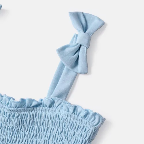 Vista 3 de IFFEI Vestidos de verano para mamá y yo, trajes a juego con tirantes delgados, cuello cuadrado, volantes, acampanado, vestido largo para la playa