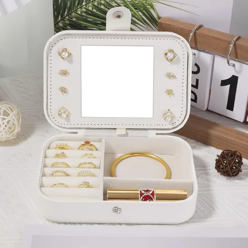 Vista 7 de Joyero de viaje para niñas, joyero, portátil, organizador de joyas, regalo para mujeres, mamá, hija, amigas, damas de honor, adolescentes, niñas