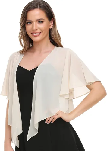 Vista 2 de Bolero de Gasa para Mujer Chal Envolvente de Frente Abierto con Lazo Top Cárdigan para Vestido de Noche