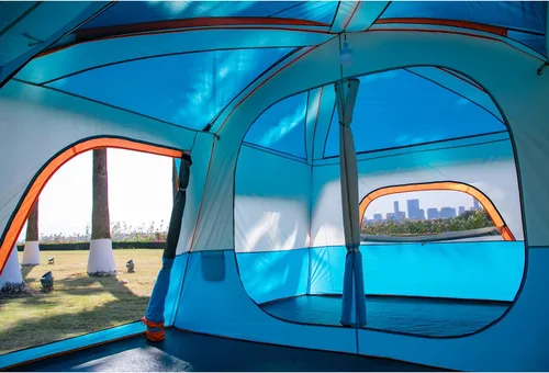Vista 12 de KTT Extra Large Tent 10-12-14 Person(Style-B),Family Cabin Tents,2 Rooms,3 Doors and 3 Windows with Mesh,Straight Wall,Waterproof,Double Layer,Big