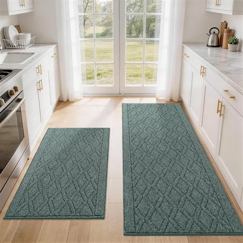 Vista 35 de COSY HOMEER Tapete de cocina antideslizantes, absorbentes para el piso, alfombra de cocina lavable, tapete de pie para fregadero, alfombra de Beige
