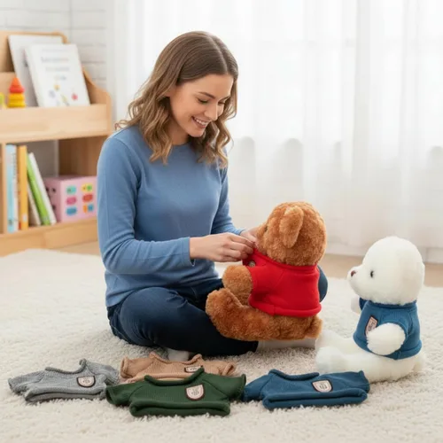 Vista 7 de Sratte 8 piezas de ropa para muñecas de peluche, ropa para osos de peluche, lindos accesorios para muñecas de peluche, suéter para oso, atuendo