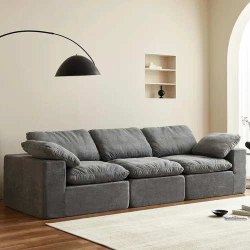 Vista 5 de Swbvs Sofá modular de 2 piezas, sofá de piso sin brazos, sofá de espuma comprimida sin montaje para sala de estar y apartamento