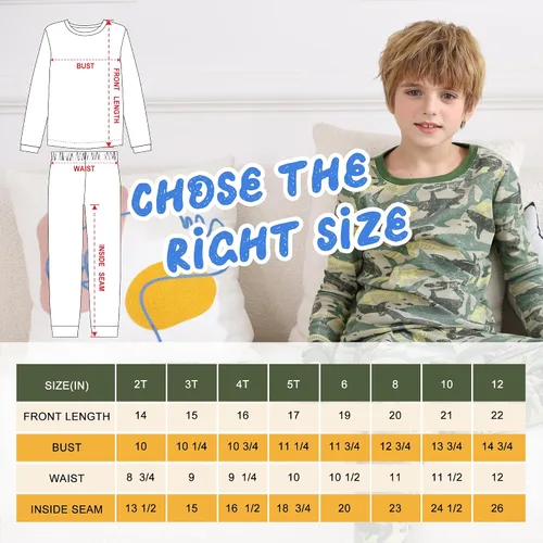 Vista 6 de V.&GRIN Conjunto de pijama de manga larga para niños, ropa de dormir de algodón para niños de 2 a 12 años