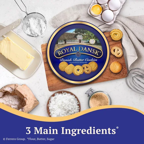 Vista 4 de Royal Dansk Galletas de mantequilla danesas, galletas surtidas de primera calidad en una lata de regalo, ideales para compartir y regalar, 24 onzas
