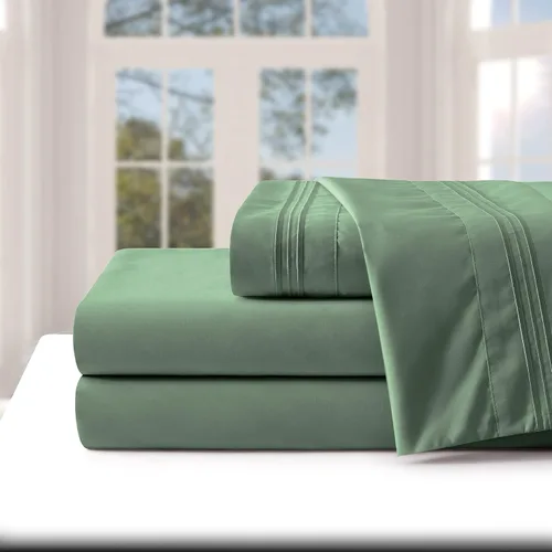 Vista 156 de Manyshofu Juego de sábanas de tamaño individual con bolsillos extra profundos, sábanas y fundas de almohada de 1800 hilos de lujo para hotel, juego