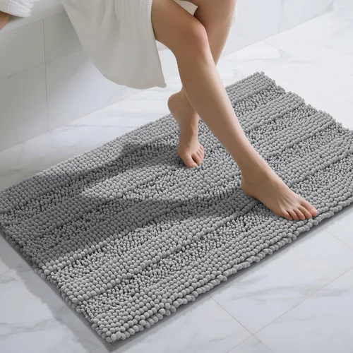 Vista 12 de Yimobra Tapetes de baño lavables, de chenilla súper suave y absorbente, para suelo y alfombra, de secado rápido, antideslizante, para bañera y Beige