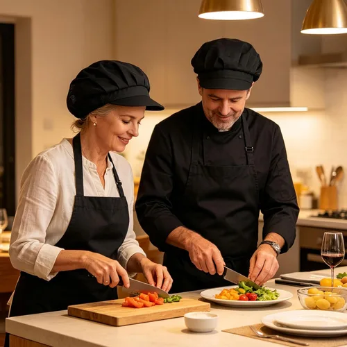 Vista 4 de Paquete de 4 u 8 gorros de chef para cocina, gorra de chef ajustable para servicio de alimentos, redes para el cabello, reutilizables, lavables
