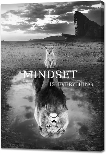 Vista 9 de Lienzo impreso de cabeza de león, arte de pared inspirador, póster de animales en blanco y negro, imagen motivacional con cita motivacional