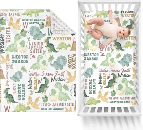 Vista 27 de Manta de bebé de doble capa con nombre personalizado, manta de ropa de cama para niños pequeños con estampado morado personalizado, multiusos