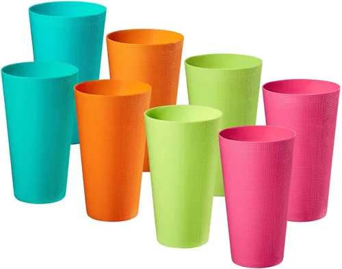 Vista 8 de Vasos de plástico de 35 onzas, vasos reutilizables para beber, juego de 12 vasos multicolor irrompibles, sin BPA, aptos para microondas