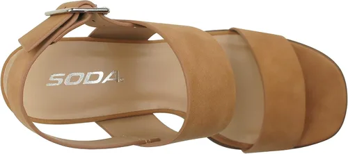 Vista 3 de Soda SPACE - Sandalias de moda con tacón grueso de altura media con dos correas y puntera abierta para mujer