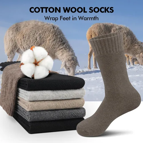 Vista 2 de YUVFEHY Paquete de 6 calcetines de lana para hombre, calcetines de invierno suaves y cálidos, calcetines casuales para hombre, calcetines para botas