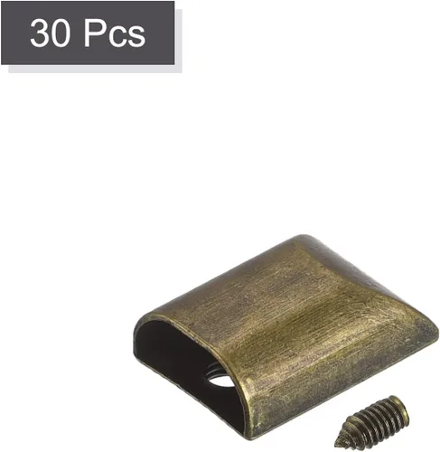 Vista 3 de uxcell 30 tapones de metal con cremallera, extremos rectangulares de repuesto con tornillo para manualidades, bolsa, equipaje, bronce oscuro