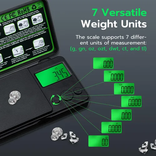 Vista 8 de Mcbazel Digital Pocket Gram Scale 500g x 0.01g High Precision Mini Kitchen Scale with LCD Display for Food, Jewelry, Coin, Coffee, Grains, Powder