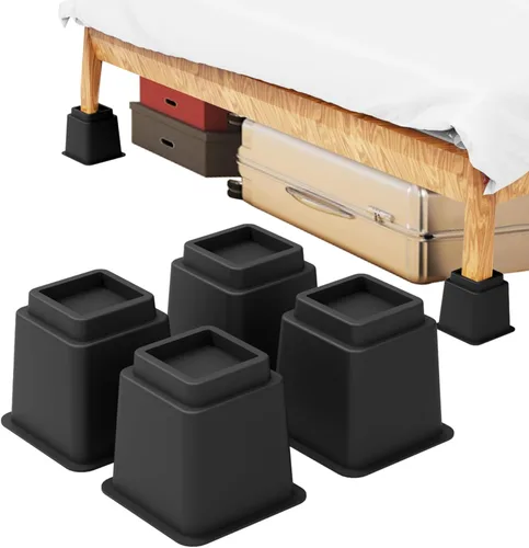 Vista 11 de Elevadores de cama resistentes de 8 pulgadas, juego de 4 elevadores ajustables para muebles, alturas de elevación de 3, 5 y 8 pulgadas, soporta