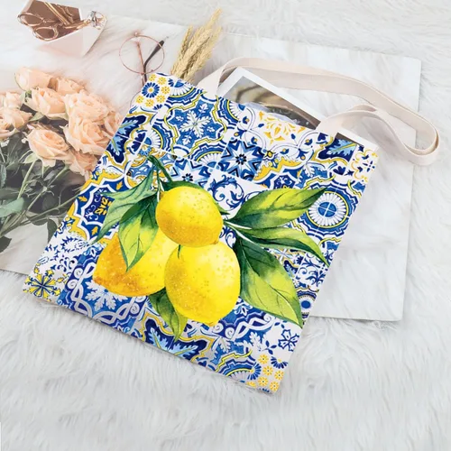 Vista 3 de Islas Italianas Regalo Positano Delicioso Limones Italianos Fresco Tote Bag Southern Italy Travel Shopping Bag