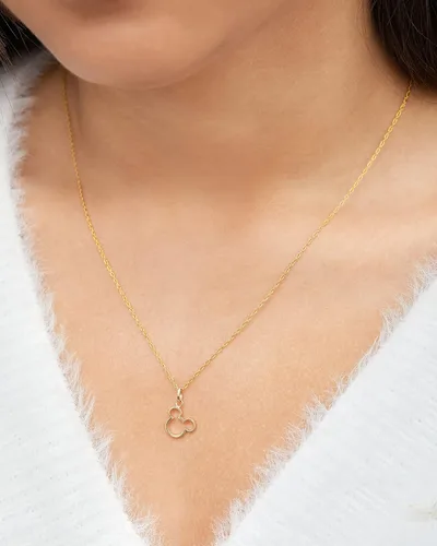 Vista 2 de Disney Jewelry Silhouette Cutout Necklace, Mickey Mouse, Minnie Mouse, 14k Gold Pendant