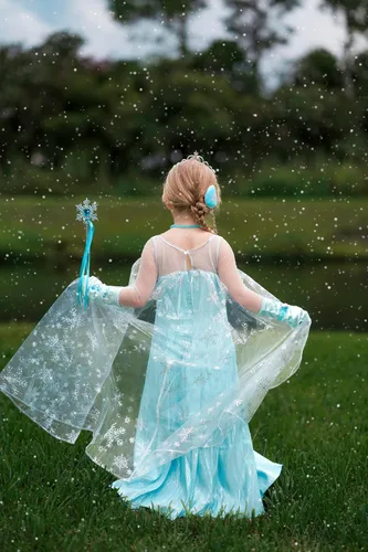 Vista 3 de Aoiviss Elsa Costume for Girls Frozen Princess Dress Birthday Halloween Cosplay