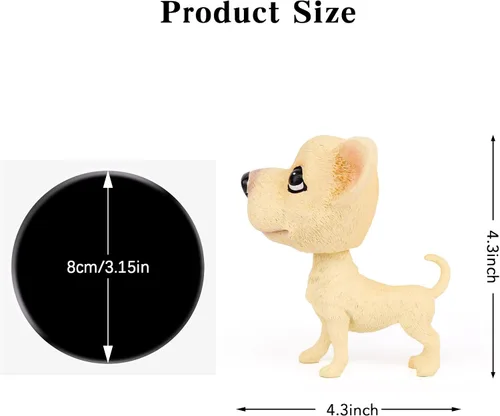 Vista 4 de Bobble Head - Perros para tablero de instrumentos de automóvil, lindas cabezas temblorosas, decoración de automóvil para cachorros (Chihuahua)