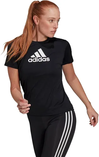 Vista 2 de adidas Camiseta deportiva Primeblue Designed 2 Move Logo para mujer, White-vivid Red