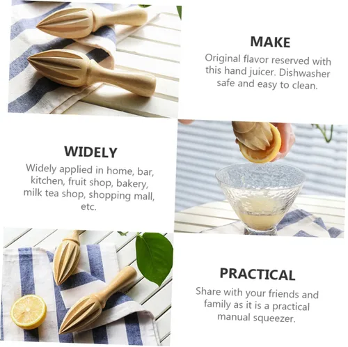 Vista 7 de Zerodeko Wooden Lemon Juicer Squeezer Manual Citrus Reamer Hand Press Fruit Extractor Ergonomic Design for Fresh Orange and Grapefruit Juice at Home
