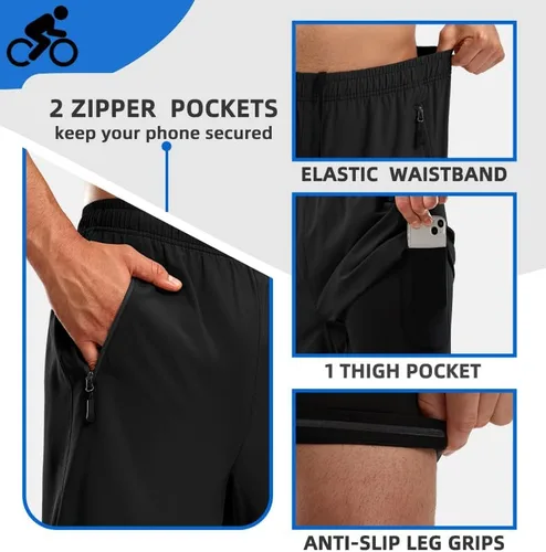 Vista 5 de Bikewa - Pantalones cortos de ciclismo de montaña para hombre, con acolchado 3D, ajuste holgado, con bolsillos con cremallera