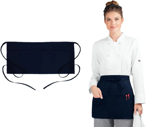Vista 16 de Avalon Kitchen Server Aprons with 3 Pockets – 100% Polyester Waist Apron, 24x12 Inch Half Apron, Waitress Apron for Servers