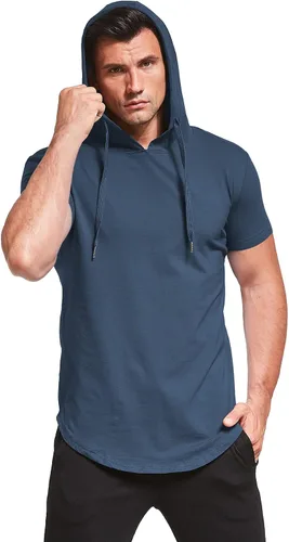 Vista 6 de Aiyino Men's S-5X Short Sleeve Fashion Athletic Hoodies Sport Sweatshirt Hip Hop Pullover