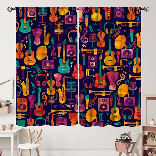 Vista 11 de Cortinas de jazz para mujer americana, estilo grunge, estilo grunge, con bolsillo para barra, para dormitorio, sala de estar, decoración