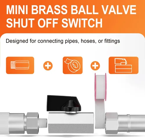Vista 8 de GASHER 12PCS Mini válvula de bola de latón interruptor apagado, 1/2 pulgada hembra x 1/2 pulgada rosca hembra tubería