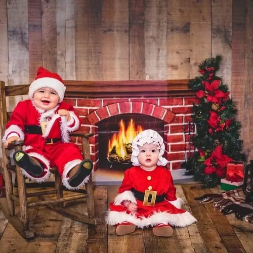 Vista 7 de Juegos de 4 piezas para bebés de Papá Noel, Navidad, Tops+pantalones+sombrero+calcetines