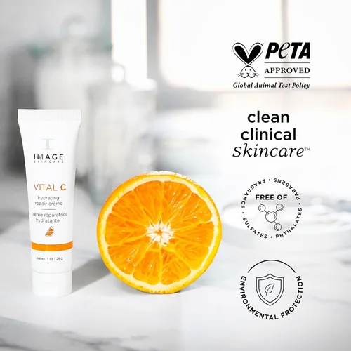 Vista 6 de IMAGE Skincare, VITAL C Crema reparadora hidratante, crema de noche facial con ácido hialurónico, tamaño Discovery, 1 onza
