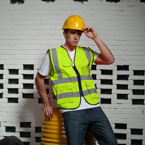 Vista 7 de BeautyWill Security Safety Vest High Visibility Reflective Ansi Class 2 Hi Vis Construction Workwear Safety Apperal