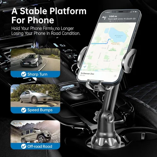 Vista 3 de Soporte de teléfono para coche, regulable, para teléfonos inteligentes, Negro