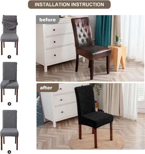 Vista 97 de Fundas impermeables para sillas de comedor, fundas elásticas para sillas Parsons, para comedor, cocina, funda protectora para silla de comedor