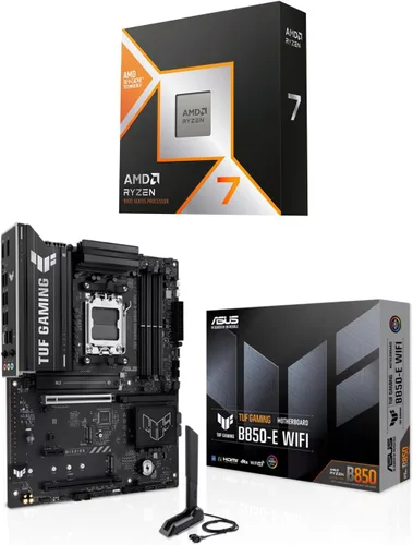 Vista 13 de Micro Center AMD 9800X3D Processor with ASUS TUF Gaming B850 PL Motherboard Combo de placa base de CPU, listo para AI, 14+2+1 etapas de 80 A, DDR5