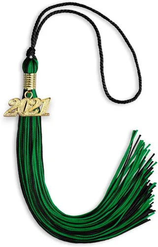 Vista 151 de Endea Graduation - Borla de doble color mixto con fecha dorada (negro/dorado antiguo, 2021)