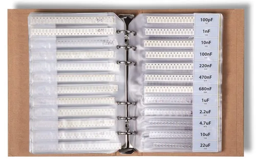 Vista 4 de Libro de surtido de resistencias, condensadores y componentes electrónicos SMD 1206 - 5435 piezas, Libro 1206