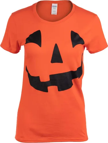 Vista 4 de Jack O' Lantern - Camiseta de calabaza para mujer, fácil disfraz de Halloween