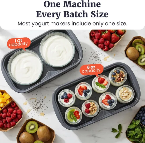 Vista 4 de Elite Gourmet ProBioticPRO™ Máquina digital de yogur, control programable de temperatura y tiempo (68-127°F), incluye 8 frascos de vidrio (6 onzas)