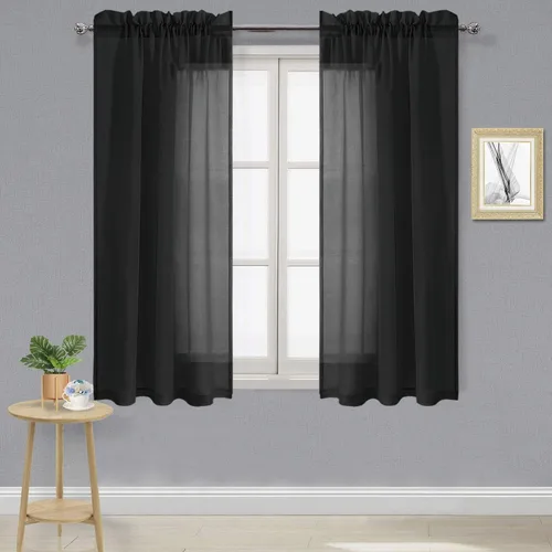 Vista 97 de DWCN Cortinas Transparentes Aqua de Voile Semitransparente con Bolsillo para Barra para Dormitorio y Sala de Estar, 36 x 36 pulgadas de Largo, Juego