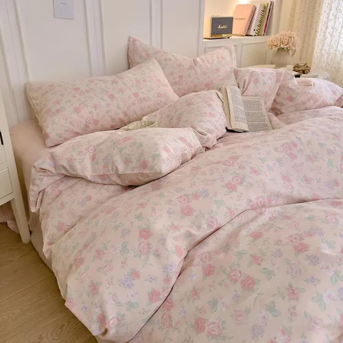 Vista 30 de Juego de funda de edredón blanca con estampado floral azul, juego de ropa de cama de algodón suave estilo bohemio, juego de ropa de cama estética