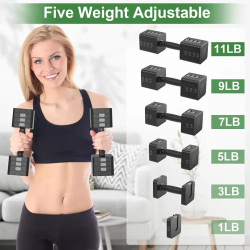 Vista 2 de Hezeyferg Juego de mancuernas ajustables para mujeres/hombres, gimnasio en Tinta